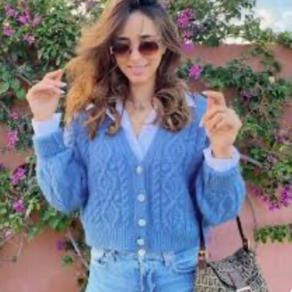 Zara CableKnit Blogger Favorite Cardigan Sweater Oversized Statement Preppy Fall - Picture 10 of 11